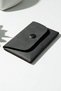 Black Genuine Leather Card Holder Seamless Small Wallet / Snap Closure Horizontal Business Card Holder / Men Women Card Holder - 5
