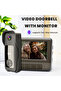 Smart Video Doorbell with LCD Monitor, Two-Way Intercom, HD Camera, Black - 4