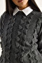 Women's Anthracite Crew Neck Ruffled Soft Knitwear Sweater 60261184 - 7