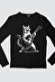 Sarman Rock Black Long Sleeve Relax Fit Combed Cotton Women's T-Shirt - 2