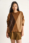 Women's Tan Brown Diamond Patterned Oversize Knitwear Sweater 60351284 - 5