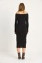 Women's Black Ribbed Madonna Collar Knitwear Dress 20247574 - 6