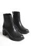 Women's Metal Heel Detailed Thick Heel Ankle Boots - Stylish Winter Boots with Side Zipper