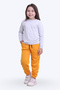 Round Neck, Solid, Printless Girl's Bottom-Up Pajama Set with Elastic Waist
