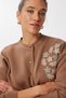Women's Burgundy Embroidered Beaded Knitwear Cardigan Nx00009