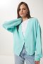 Women's Aqua Green V-Neck Buttoned Knitwear Cardigan Mx00175 - 2