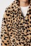 Women's Beige Black Leopard Patterned Plush Coat Jh00060 - 5