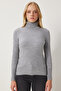 Women's Light Gray High-Rise Ribbed Lycra Sweater DD01007 - 5