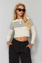 Taş Crop Çizgili Triko Kazak TWOAW24KZ01201 - 3