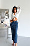 Women's Dark Blue Regular Fit Slit Lycra Denim Maxi Length Denim Skirt Merry-4095 - 6