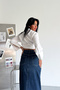 Women's Dark Blue Regular Fit Slit Lycra Denim Maxi Length Denim Skirt Merry-4095 - 8