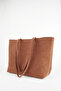 Women's Azalea Tan Nubuck Large Size Zipper Closure Hand and Shoulder Bag - 2