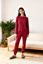 Burgundy Raglan Sleeve Viscose Knitted Pajama Set Thmaw26Pt00019