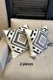 2 Pieces Cream Fabric Tufted Woven Throw Pillow Case Modern Bohemian Pattern Case with Punch Embroidery