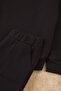 Siyah Pamuklu Düz/Basic Şardonlu Örme Kız Çocuk Sweatshirt ve Eşofman Alt - Üst Takım TKDAW26AU00065 - 3
