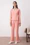 Salmon 100% Cotton Ruffled Double-Breasted Collar Knitted Pajama Set THMAW26PT00002