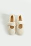 Ecru Plush Winter Flat Sole Women's Ballerinas Ft3939 - 3