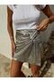 Women's Lame Fabric Knotted Silver Shorts Skirt