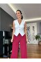 Burgundy High Waist Wide Cut Pants - 3