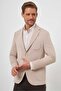 Men's Beige Knitted Slim Fit Bag Pocket Mono Collar Sports Jacket