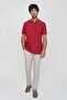 Men's Red Basic Plain 100% Cotton Oversize Wide Cut Short Sleeve Polo Neck T-Shirt - 4