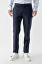 Men's Navy Blue Polyviscon Basic Plain Pattern Slim Fit Classic Trousers - 3