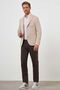 Men's Beige Knitted Slim Fit Bag Pocket Mono Collar Sports Jacket - 4