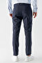 Men's Navy Blue Polyviscon Basic Plain Pattern Slim Fit Classic Trousers - 4