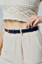 100% Genuine Leather Stylish Yellow Buckle Women's Belt Navy Blue - 3