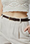 100% Genuine Leather Stylish Yellow Buckle Women's Belt Brown