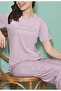 Anti-Pilling Anti-Wrinkle Fabric Short Sleeve Summer Women's Pajama Set - 2