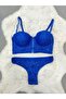 Economical Front Opening Zipper Lace Detailed Soft Padded Bra - Underwear Set - 3