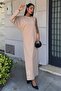 Beige Aethra One Sleeve Long Dress 2693-8 R10-D-K4 - 6