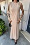 Beige Aethra One Sleeve Long Dress 2693-8 R10-D-K4 - 3