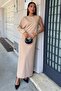 Beige Aethra One Sleeve Long Dress 2693-8 R10-D-K4 - 8