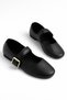 Daily Women's Black Ballerina Single Strap Elastic Buckle No Sound Orthopedic Lightweight Home Work Shoes 108 - 6