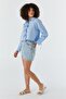 Bow Lace Crop Shirt Blue - 2