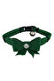 Velvet Bell Ribbon Cat Collar Green - 2