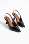 Black Patent Leather Pointed Toe Thin Heeled Slingback Stiletto Shoes |   For Evening Dress and Special Occasion Elegant - 8