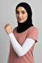 Women's Hijab Combed Cotton Prayer Sleeves White Plain 1 Pair White - 4