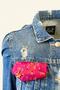 Women's Indian Inspired Skirt Pink Fabric Denim Jacket Heepkdc - 4