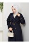Double-Breasted Collared Belted Full-Length Modest Trench Coat RC1403056 - 7