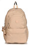 Unisex School Backpack in Beige with Accessories in Crinkle Fabric - Middle School High School 1660