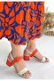 Beige Orange Women's Heeled Sandals - 3