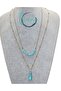 Special Design Original Turquoise Stone Gold Steel Chain Necklace Set - 2