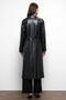 Low Sleeve Zipper Closure Oversize Leather Trench Coat Black 6759 - 7