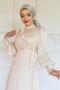 Yoryo Silk Hijab Evening Dress with Side Tie Cuff Detail Cream 1241 - 3
