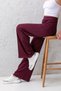 Women's Plum High Waist Gathering Front Ribbed Wide Fit Loose Leg Modal Fabric Leggings Pants - 5