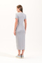 725400_Women's Crew Neck, Short Sleeve, Long, Plain Solid, Lycra Knitted Dress - 6