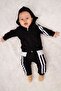 Side Striped Kangaroo Pocket Zip Sportswear 2-Piece Baby Set - 4